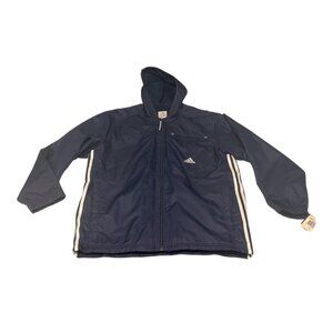 Adidas Men’s ClimaProof Wind GC Shell Jacket Navy White Size S Hooded NWT